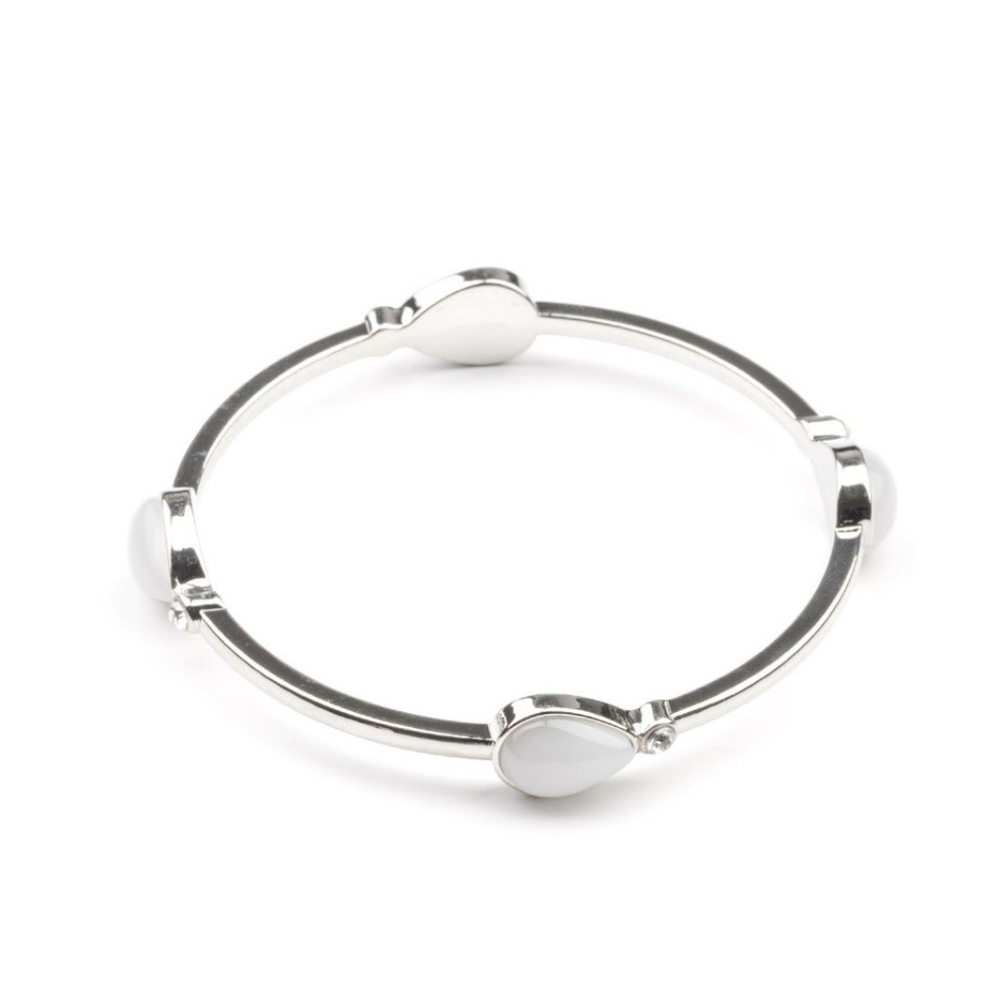 Paparazzi Silver Bracelet with White Accents Dewdrop Dancing Bangle Jewelry